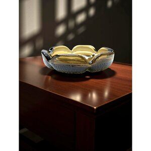 Vintage 1960's Mid Century Modern Round Pebbled Scalloped Smoke Color Ashtray. 5